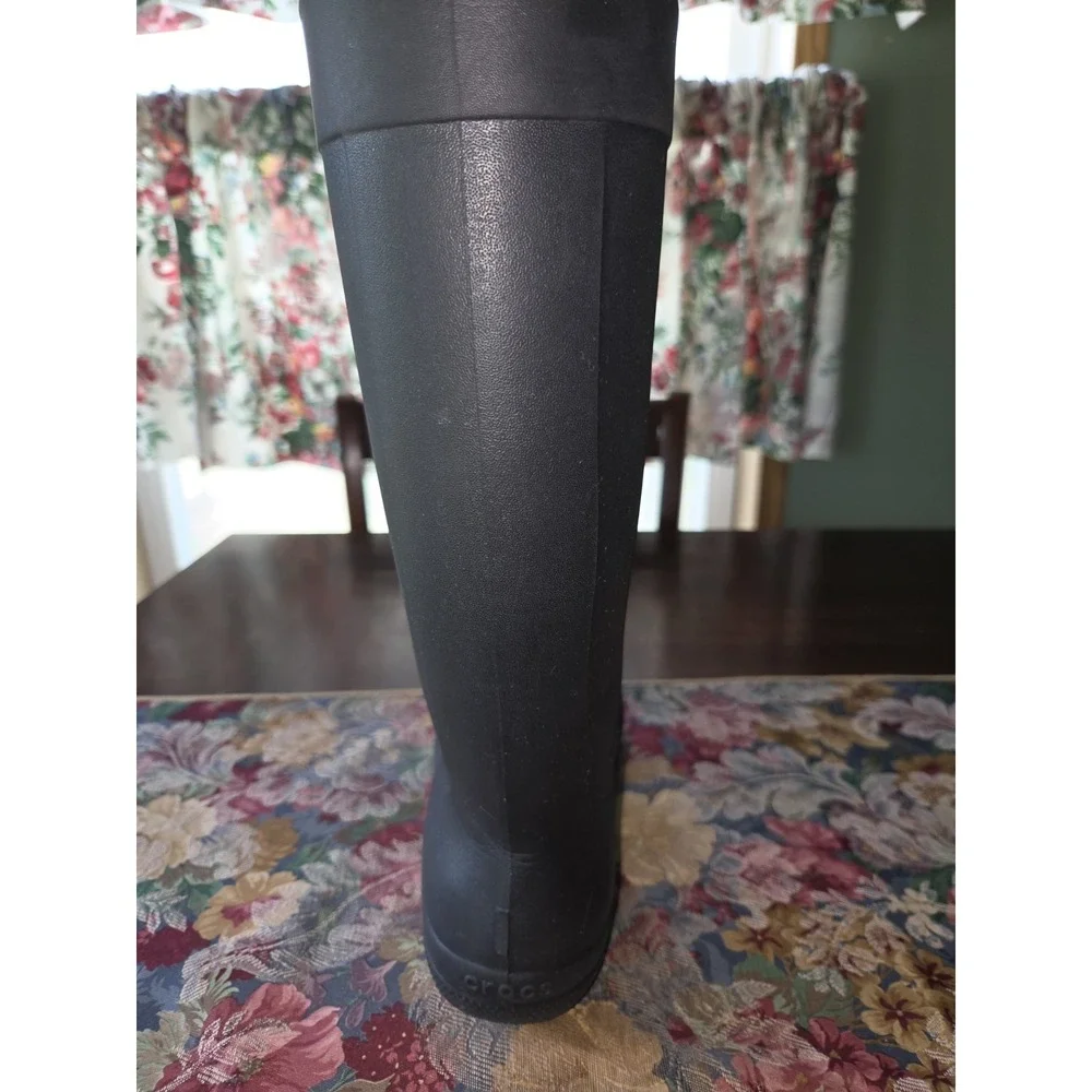 Crocs Black Freesail Tall Rain Boots Women 7 Waterproof Rubber Pull On Garden